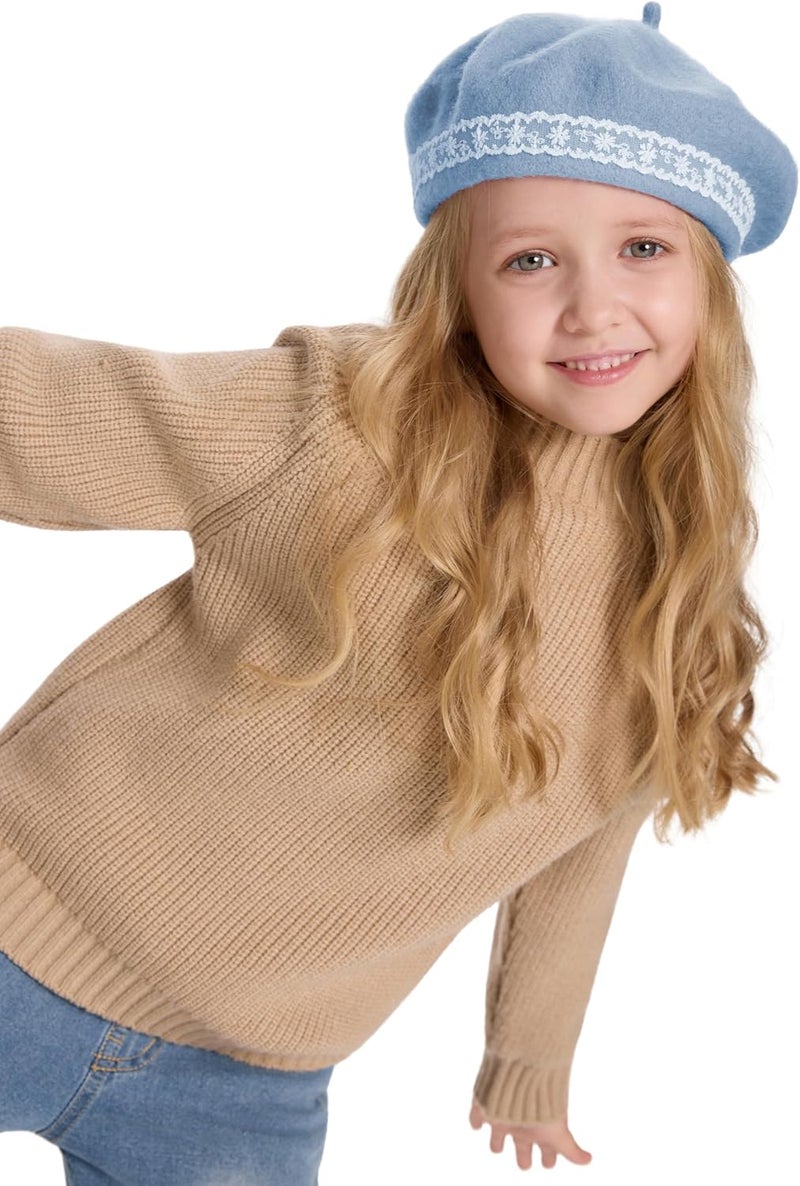 ZLYC Wool Kids Beret Hat Girls Solid Color Artist French Beret Cap - Image 4
